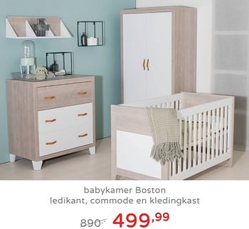 Promoties Babykamer boston ledikant, commode en kledingkast - Huismerk - Baby & Tiener Megastore - Geldig van 11/08/2019 tot 17/08/2019 bij Baby & Tiener Megastore