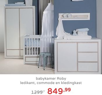 Promoties Babykamer roby ledikant, commode en kledingkast - Huismerk - Baby & Tiener Megastore - Geldig van 11/08/2019 tot 17/08/2019 bij Baby & Tiener Megastore