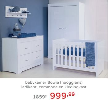 Promotions Babykamer bowie hoogglans ledikant, commode en kledingkast - Produit Maison - Baby & Tiener Megastore - Valide de 11/08/2019 à 17/08/2019 chez Baby & Tiener Megastore