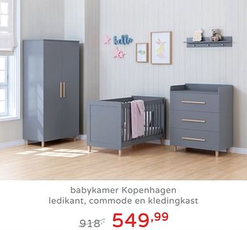 Promotions Babykamer kopenhagen ledikant, commode en kledingkast - Produit Maison - Baby & Tiener Megastore - Valide de 11/08/2019 à 17/08/2019 chez Baby & Tiener Megastore
