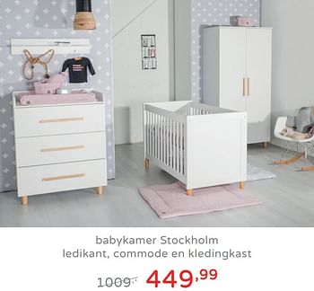 Promoties Babykamer stockholm ledikant, commode en kledingkast - Huismerk - Baby & Tiener Megastore - Geldig van 11/08/2019 tot 17/08/2019 bij Baby & Tiener Megastore