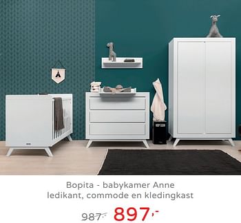 Promoties Bopita - babykamer anne ledikant, commode en kledingkast - Bopita - Geldig van 11/08/2019 tot 17/08/2019 bij Baby & Tiener Megastore