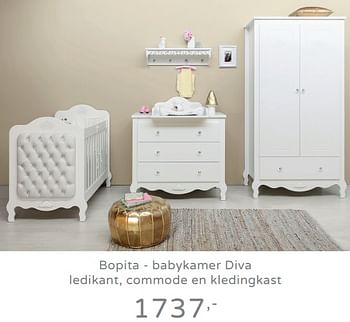 Promoties Bopita - babykamer diva ledikant, commode en kledingkast - Bopita - Geldig van 11/08/2019 tot 17/08/2019 bij Baby & Tiener Megastore