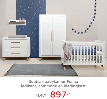 Promoties Bopita - babykamer fenna ledikant, commode en kledingkast - Bopita - Geldig van 11/08/2019 tot 17/08/2019 bij Baby & Tiener Megastore