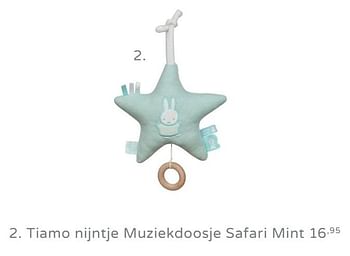 Promotions Tiamo nijntje muziekdoosje safari mint - Nijntje - Valide de 11/08/2019 à 17/08/2019 chez Baby & Tiener Megastore