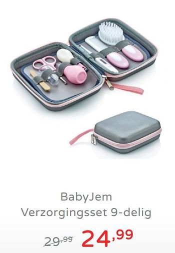 Promotions Babyjem verzorgingsset 9-delig - BabyJem - Valide de 11/08/2019 à 17/08/2019 chez Baby & Tiener Megastore
