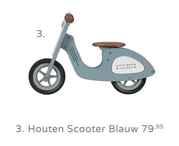 Promotions Houten scooter blauw - Little Dutch - Valide de 11/08/2019 à 17/08/2019 chez Baby & Tiener Megastore