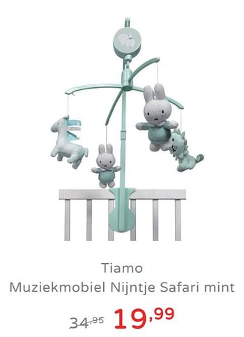 Promoties Tiamo muziekmobiel nijntje safari mint - Tiamo - Geldig van 11/08/2019 tot 17/08/2019 bij Baby & Tiener Megastore
