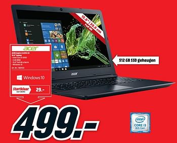 Promotions Acer aspire 3 a315-53 15.6`` laptop - Acer - Valide de 12/08/2019 à 18/08/2019 chez Media Markt