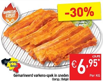 Promoties Gemarineerd varkens-spek in sneden - Huismerk - Intermarche - Geldig van 13/08/2019 tot 18/08/2019 bij Intermarche