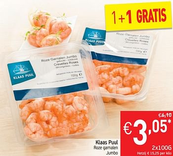 Promoties Klaas puul roze garnalen jumbo - Klaas Puul - Geldig van 13/08/2019 tot 18/08/2019 bij Intermarche