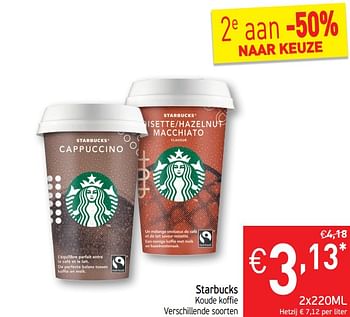 Promoties Starbucks koude koffie - Starbucks - Geldig van 13/08/2019 tot 18/08/2019 bij Intermarche