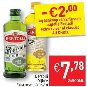 Promoties Bertolli olijfolie extra zuiver of classico - Bertolli - Geldig van 13/08/2019 tot 18/08/2019 bij Intermarche
