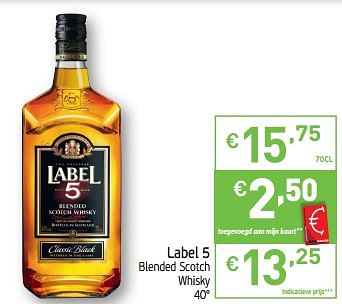 Promotions Label 5 blended scotch whisky - Label 5 - Valide de 13/08/2019 à 18/08/2019 chez Intermarche