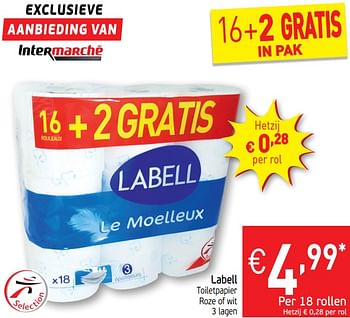 Promoties Labell toiletpapier roze of wit - Labell - Geldig van 13/08/2019 tot 18/08/2019 bij Intermarche