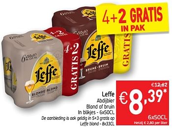 Promoties Leffe abdijbier blond of bruin - Leffe - Geldig van 13/08/2019 tot 18/08/2019 bij Intermarche