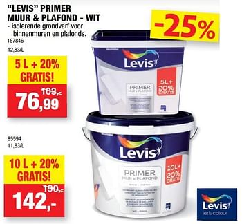 Promoties Levis primer muur + plafond - wit - Levis - Geldig van 14/08/2019 tot 25/08/2019 bij Hubo