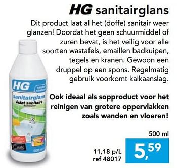 Promoties Hg sanitair glans - HG - Geldig van 14/08/2019 tot 25/08/2019 bij Hubo