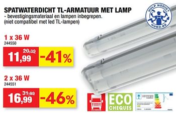 Promoties Spatwaterdicht tl-armatuur met lamp - Profile - Geldig van 14/08/2019 tot 25/08/2019 bij Hubo