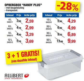 Promoties Opbergbox handy plus - Allibert - Geldig van 14/08/2019 tot 25/08/2019 bij Hubo