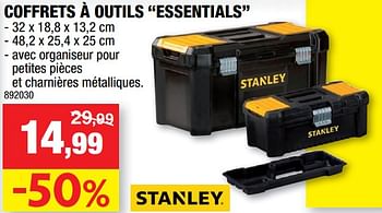 Promotions Coffrets à outils essentials - Stanley - Valide de 14/08/2019 à 25/08/2019 chez Hubo