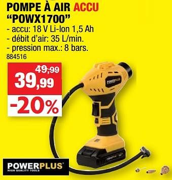Promotions Powerplus pompe à air accu powx1700 - Powerplus - Valide de 14/08/2019 à 25/08/2019 chez Hubo