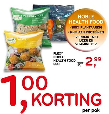 Promoties Flexy noble health food falafel - Flexy - Geldig van 07/08/2019 tot 20/08/2019 bij C&B