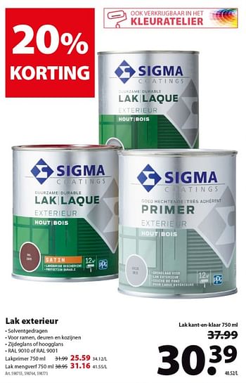 Promoties Lak exterieur - Sigma - Geldig van 14/08/2019 tot 19/08/2019 bij Gamma