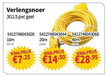 Promoties Verlengsnoer 3g1.5 pvc geel - Huismerk - Cevo - Geldig van 15/08/2019 tot 28/08/2019 bij Cevo Market