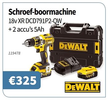 Promotions Dewalt schroef-boormachine 18v xr dcd791p2-qw - DeWalt - Valide de 15/08/2019 à 28/08/2019 chez Cevo Market