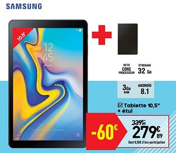 Promotions Samsung tablette 10,5 + étui - Samsung - Valide de 06/08/2019 à 26/08/2019 chez Conforama