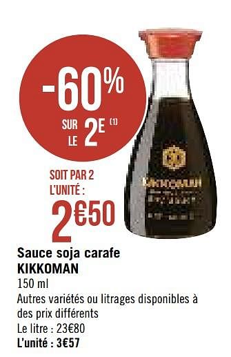 Promotions Sauce soja carafe kikkoman - Kikkoman - Valide de 13/08/2019 à 25/08/2019 chez Géant Casino