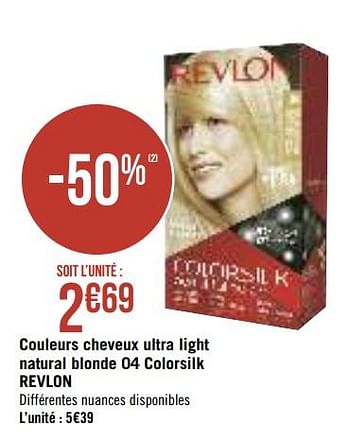 Promotions Couleurs cheveux ultra light natural blonde 04 colorsilk revlon - Revlon - Valide de 13/08/2019 à 25/08/2019 chez Géant Casino
