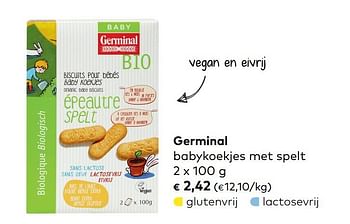 Promoties Germinal babykoekjes met spelt - Germinal - Geldig van 07/08/2019 tot 03/09/2019 bij Bioplanet