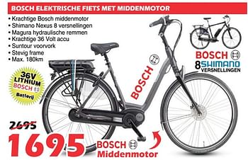 Promotions Bosch elektrische fiets met middenmotor - Bosch - Valide de 09/08/2019 à 01/09/2019 chez Itek