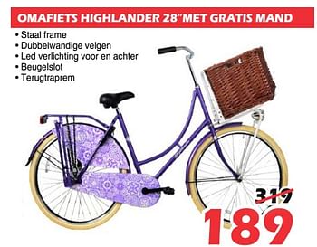 Promoties Omafiets highlander 28`` met gratis mand - Huismerk - Itek - Geldig van 09/08/2019 tot 01/09/2019 bij Itek