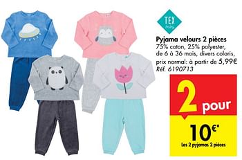 Tex Pyjama Velours 2 Pieces En Promotion Chez Carrefour