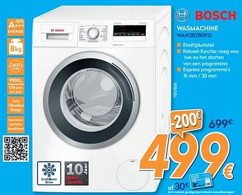 Promoties Bosch wasmachine wan282b0fg - Bosch - Geldig van 16/08/2019 tot 31/08/2019 bij Krefel