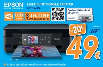Promoties Epson multifunctionele printer xp-452 bl - Epson - Geldig van 16/08/2019 tot 31/08/2019 bij Krefel
