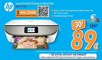 Promoties Hp multifunctionele printer envy 7134 - HP - Geldig van 16/08/2019 tot 31/08/2019 bij Krefel
