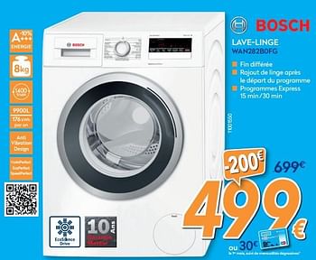 Promotions Bosch lave-linge wan282b0fg - Bosch - Valide de 16/08/2019 à 31/08/2019 chez Krefel