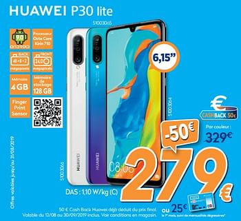 Promotions Huawei huawei p30 lita - Huawei - Valide de 16/08/2019 à 31/08/2019 chez Krefel
