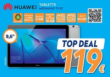 Promotions Huawei tablette mediapad t3 10 - Huawei - Valide de 16/08/2019 à 31/08/2019 chez Krefel