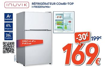 Promotions Inuvik réfrigérateur combi-top i-fri3201mwa+ - Inuvik - Valide de 16/08/2019 à 31/08/2019 chez Krefel