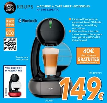 Promotions Krups machine à café multi-boissons kp3108 esperta - Krups - Valide de 16/08/2019 à 31/08/2019 chez Krefel