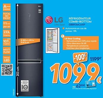 Promoties Lg koel-- réfrigérateur combi-bottom gbb92mcaxp - LG - Geldig van 16/08/2019 tot 31/08/2019 bij Krefel