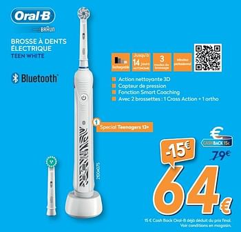 Promotions Oral-b brosse à dents électrique teen white - Braun - Valide de 16/08/2019 à 31/08/2019 chez Krefel