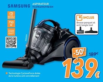 Promotions Samsung aspirateur vc07k41hovb-en - Samsung - Valide de 16/08/2019 à 31/08/2019 chez Krefel