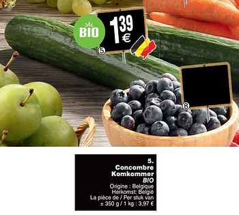 Promoties Concombre komkommer bio - Huismerk - Cora - Geldig van 20/08/2019 tot 26/08/2019 bij Cora