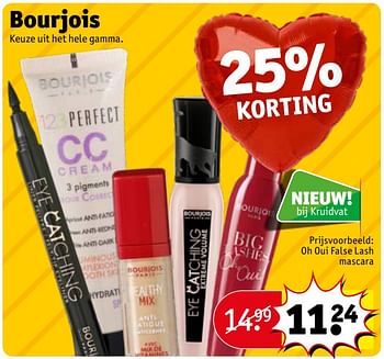 Promoties Bourjois oh oui false lash mascara - Bourjois - Geldig van 20/08/2019 tot 25/08/2019 bij Kruidvat